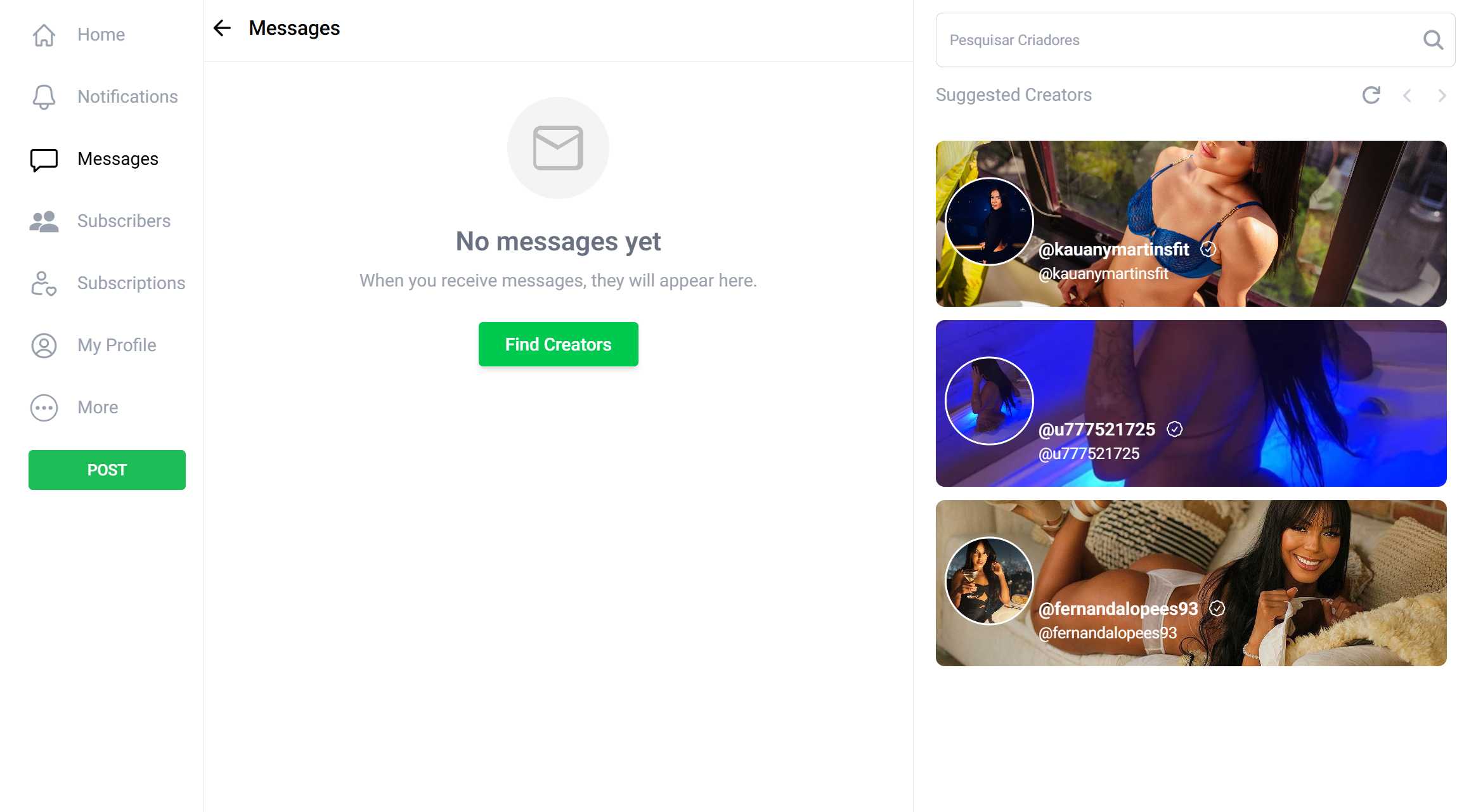 BrazilianFans empty messages state