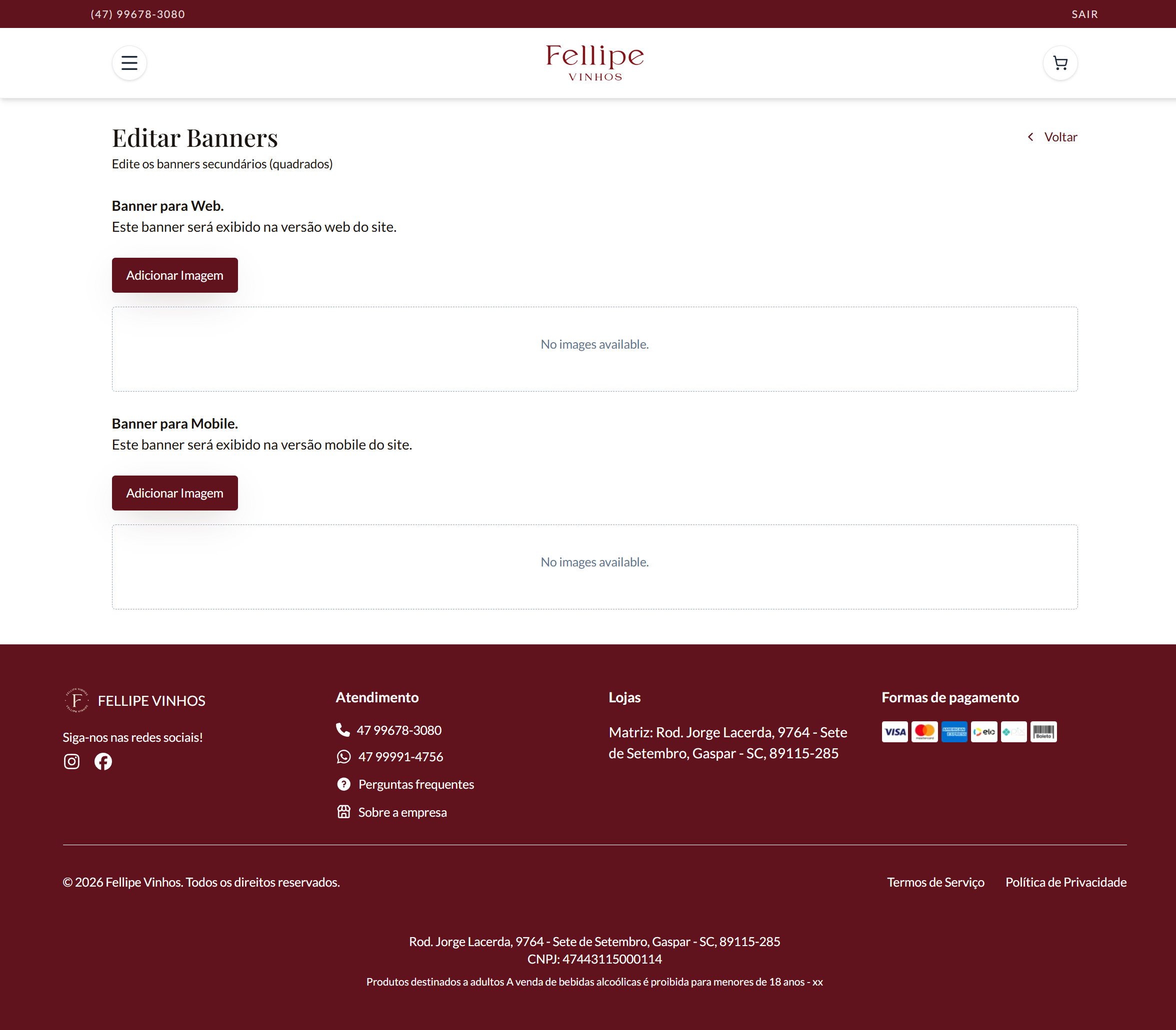 Fellipe Vinhos banner editor