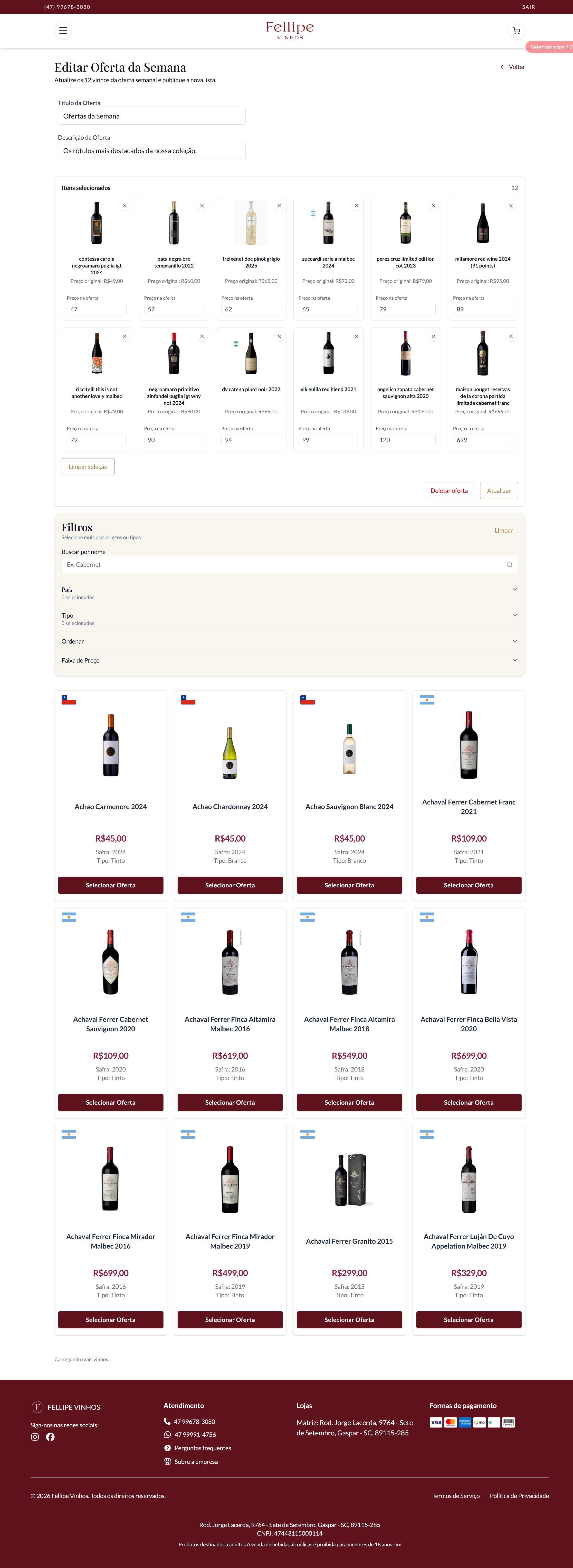 Fellipe Vinhos weekly offers